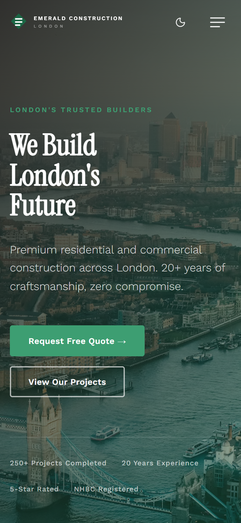 Emerald Construction London - mobile view